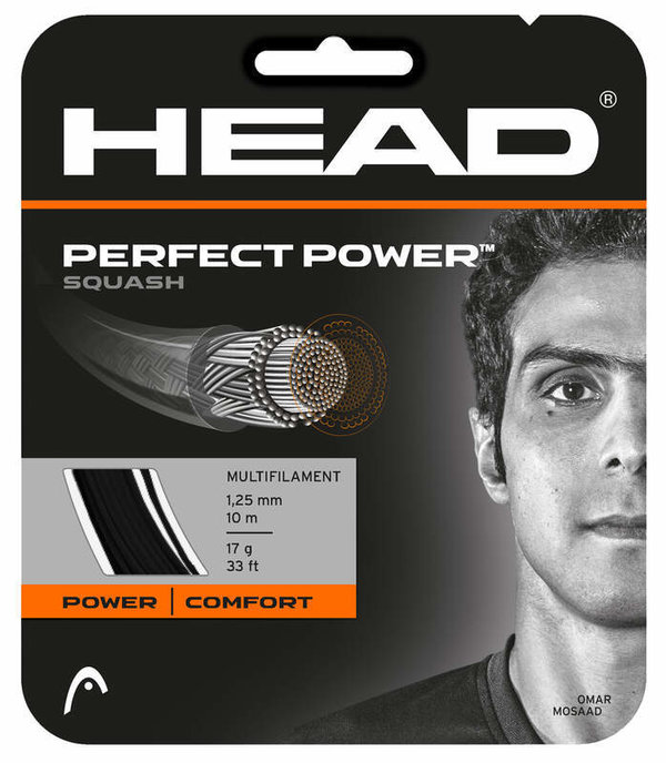 HEAD PERFECT POWER SQUASH SET 1.30mm schwarz